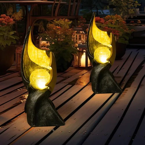 LED Solar Flamme Solarlampen 2er Set - Solarleuchten für Außen mit stimmungsvollem Flammeneffekt, energiesparendem LED und Crackle-Design, ideal für Garten und Terrasse.