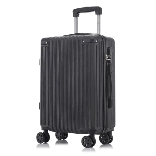 YONSLY Trolley Reisekoffer M, Schwarz - Robuster Hartschalenreisekoffer mit 4 leisen 360°-Rollen für mühelose Mobilität. Integriertes Zahlenschloss für sichere Aufbewahrung. Ideal für Reisen und den täglichen Gebrauch.