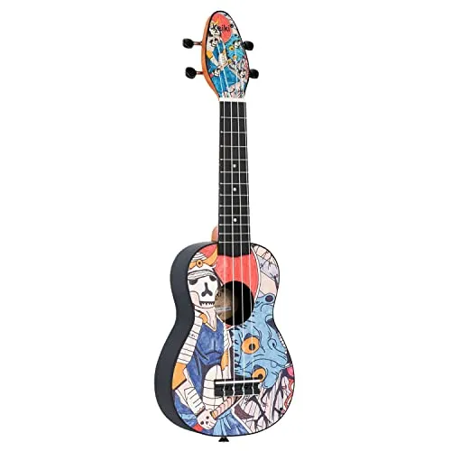 Ortega Guitars Sopran Ukulele Keiki K2 Series – Inklusive Zubehör - Sopran Ukulele für Einsteiger – Leicht zu spielen mit lebendigem Sound, ideal für Reisen. Set enthält Tuner, Schalllochgurt, 5 Plektren und Kordelzugtasche.
