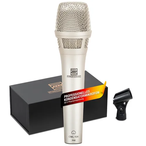 Pronomic CML-104 Kondensatormikrofon - Mikrofon mit Nierencharakteristik für präzise Schallaufnahme, ideal für Gesang und Instrumente – robust, vielseitig und sofort einsatzbereit.