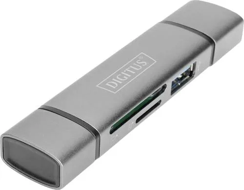 Digitus DA-70886 Externer Speicherkartenleser / Hub USB-A (USB 3.0), USB-A, USB-C Grau