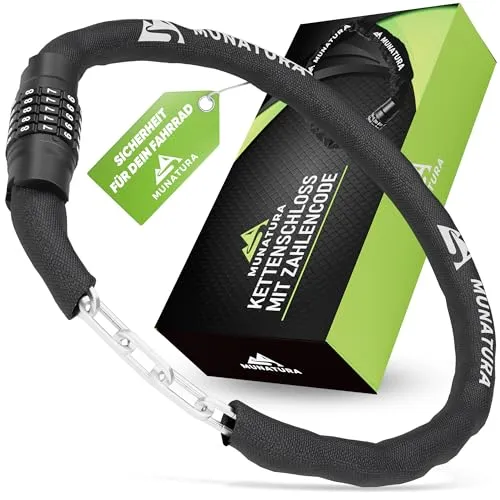 MUNATURA Fahrradschloss Zahlenschloss [100cm] - Hohe Sicherheit für E-Bikes und Fahrräder - Fahrrad-Kettenschlösser mit 8mm dicker Stahlkette und 100.000 Kombinationen für ultimativen Diebstahlschutz – ideal für täglichen Gebrauch und wetterfest.