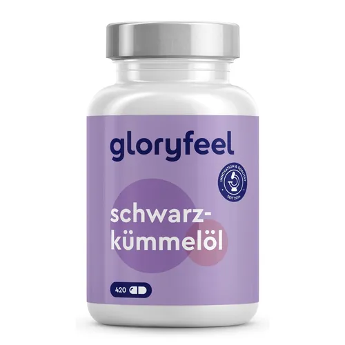 gloryfeel® Schwarzkümmelöl - 420 Kapseln - 1000mg/Tagesdosis Nigella sativa kaltgepresst - Vitamin E