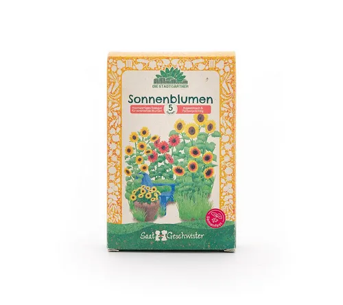 Die Stadtgärtner Blumensamen Saatgut-Set mit 5 Sonnenblumen-Sorten, Tolles Garten-Geschenk, Samenfest, Ohne Gentechnik, Laborgeprüfte Keimrate