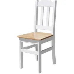 Koma Holzstuhl aus Kiefer, handgefertigt, 39x90x36 cm in weiß von Koma