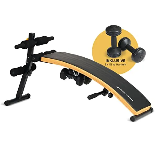 SportPlus Sit-Up Bank SP-SUB-001-W mit Hanteln - Fitness-Kleingeräte für effektives Bauchtraining, inklusive 2 x 1,5 kg Hanteln für optimale Ergebnisse und maximalen Komfort.
