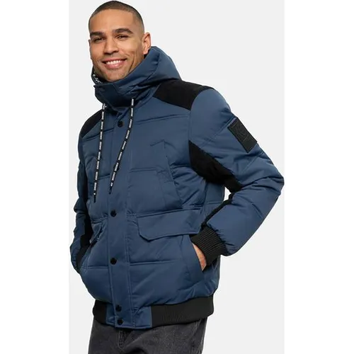 Indicode Winterjacke INJakobe blau L (52) - Funktionsjacke für die kalte Jahreszeit, 100% Polyester, mit praktischer Kapuze und Regular Fit, ideal für Freizeitaktivitäten und Outdoor-Abenteuer.