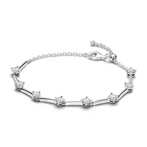 PANDORA Timeless Funkelnde Stäbe Armband aus Sterling-Silber mit Cubic Zirkonia, Timeless Kollektion, 18cm, 593009C01-18