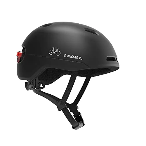 LIVALL C21 Smart Fahrradhelm, intelligenter Sport-Fahrradhelm für Damen und Herren mit LED-Lichtsystem, Bremslicht, Auto On/Off, Sturzerkennung und SOS-Alarm, IPX4, Schwarz, Größe M 54-58 cm
