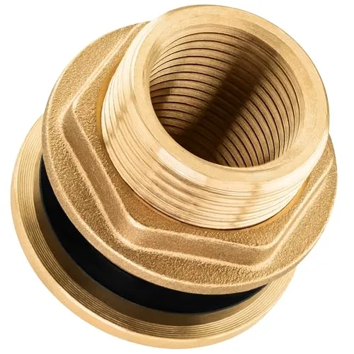 Poppstar Regentonnendurchführung, 3-teilig, Fassdurchführung 1/2 Zoll (19 mm) Innengewinde, Messing, inkl. Dichtung