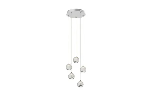 Lucande Hayley 5 Pendelleuchte Clear/Chrome - Elegante Lichtquelle - Lampen mit schöner Silhouette, ideal für Wohnzimmer, Esstisch oder Eingangshalle. Verleiht stilvolle Ästhetik mit warmem Licht und flexibler Einsetzbarkeit in klassisch oder modern eingerichteten Räumen.