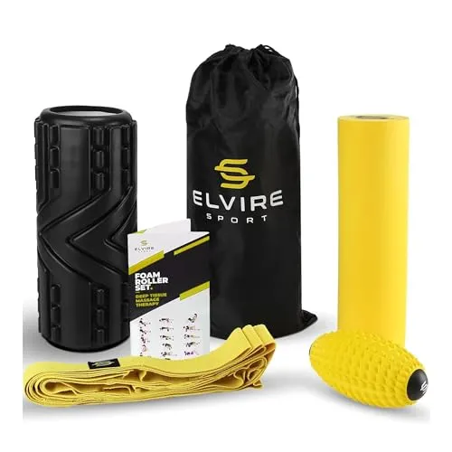 ELVIRE Faszienrolle für Tiefenmassage – 2-in-1 Schaumstoffrollen Set mit Massageroller