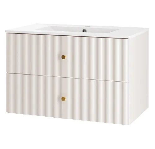 Lomadox Waschtisch AQUINO-140, Waschbeckenunterschrank Badezimmerschrank 80 cm breit modern in weiß