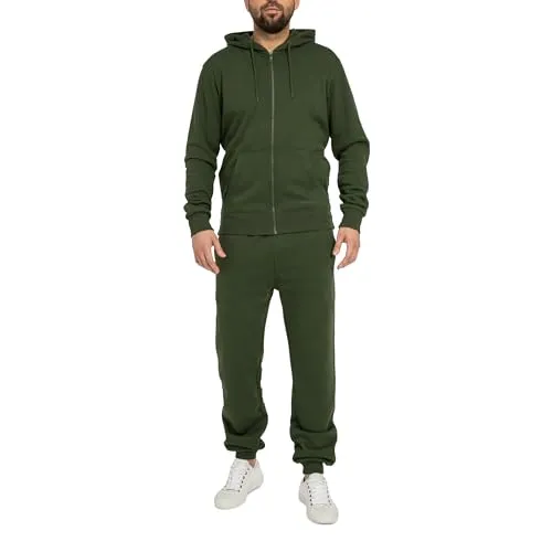 Basisstoff Laufkumpel Herren Jogginganzug Grün Gr. 4XL - Bequemer Herren Jogginganzug aus hochwertiger Baumwolle, ideal für Sport und Freizeit. Flexibel und atmungsaktiv, sorgt er für hohen Tragekomfort und stilvolles Aussehen.