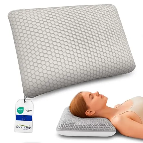 MOMMY CONFORT Orthopädisches Nackenkissen Visco 60X40 100 Prozent Visco Schaumkern 4D TPE Bezug Mit Massageeffekt Gegen Nackenschmerzen Waschbarer Bezug Ergonomisch Oeko Tex Zertifiziert