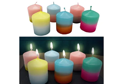 CEPEWA Stumpenkerze Stumpenkerze 6er Set Farbverlauf 6x82cm Paraffin