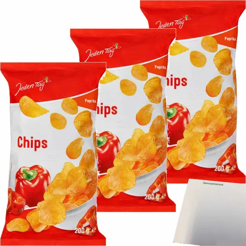 Jeden Tag Kartoffelchips Paprika 3er Pack 3x200g Packung usy block