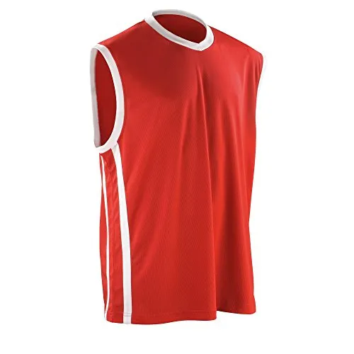 Produktbild Spiro-Herren-Basketball-Shorts, schnelltrocknend XXXX-Large rot/weiß