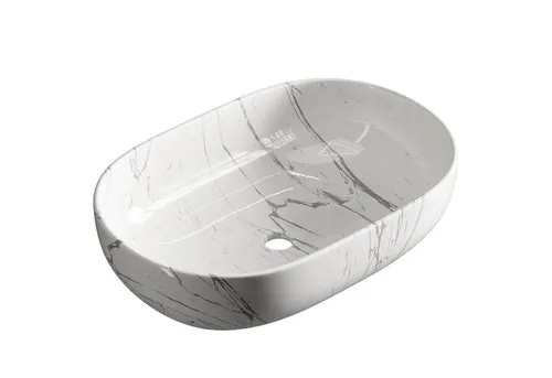 Planetmöbel Ovales Aufsatzwaschbecken 60 cm - Hochwertiges Badezimmer Waschbecken aus Keramik, elegant und pflegeleicht mit schmutzabweisender Oberfläche. Ideal für moderne Bäder, leicht zu montieren und in verschiedenen Farben erhältlich.