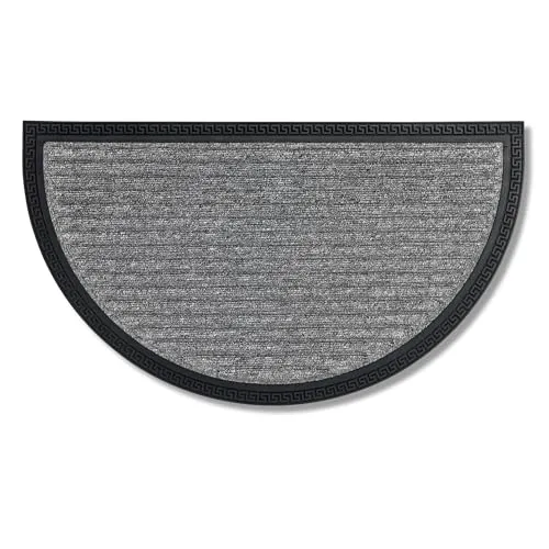 Carpido Fußmatte Außen & Innen - 40x70 cm - Silber Linien halbrund - Türmatte rutschfest - Schmutzfangmatte sehr strapazierfähig - Fussmatte aussen Stufen