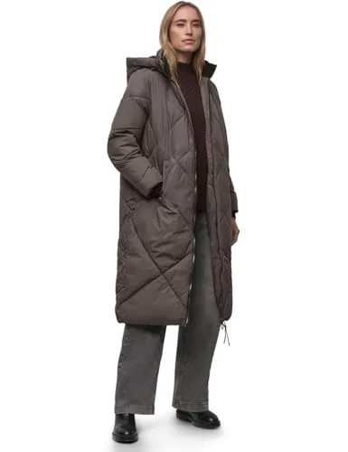 Steppjacke STREET ONE, Damen, Gr. 40, nomad braun, Stoff, Obermaterial: 100% Polyester; Futter: 100% Polyester; Füllung: 100% Polyester, unifarben, regular fit lang, Rundhals, Bündchen, Jacken Steppjacke, mit Kapuze