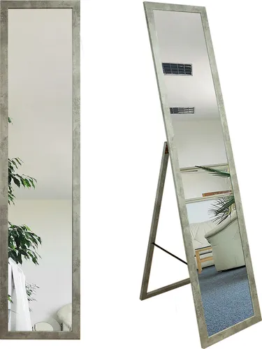 Stand-Ankleidespiegel 156x36 cm Standspiegel Garderobe Standspiegel Beton Zeitloser eleganter MDF Rahmen