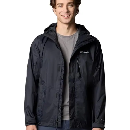 Columbia Pouring Adventure Jacket - Wasserdichte Herrenjacke in Schwarz, XL - Funktionsjacken mit wasserdichter Omni-Tech-Technologie, atmungsaktiv und verstaubar in der eigenen Tasche – ideal für jedes Abenteuer.