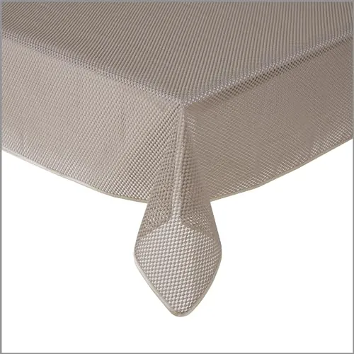 Tischdecke Gartentischdecke Karo Beige 130x220 cm Outdoor Weichschaum PVC rechteckig Terrasse Garten rutschfest wetterfest