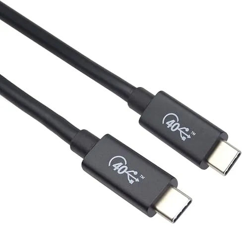 PremiumCord USB4™ Typ C Verbindungskabel, Thunderbolt 3, 8K@60Hz, Datenkabel UltraSpeed bis zu 40Gbit/s, Typ C Stecker, Schnellladung bis zu 5A, Farbe schwarz, Länge 1m