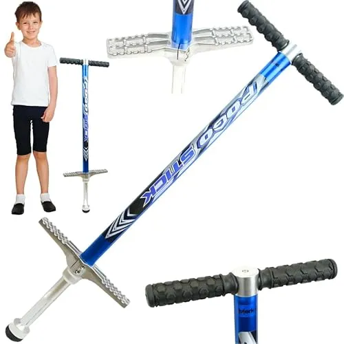 Merkan Pogo Stick, Springspringstange, Gummigriffe, Kinder, 5+, Gewicht bis 70 kg (Blau)