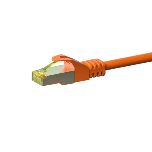 Danicom RJ45 Netzwerkkabel S/FTP (PiMF) - mit CAT 7 Rohkabel - Orange - 0,50m, POE, Ethernet, LAN, Patchkabel, Datenkabel, RJ45 - für Serverschränke, Switches, Router, Modems!