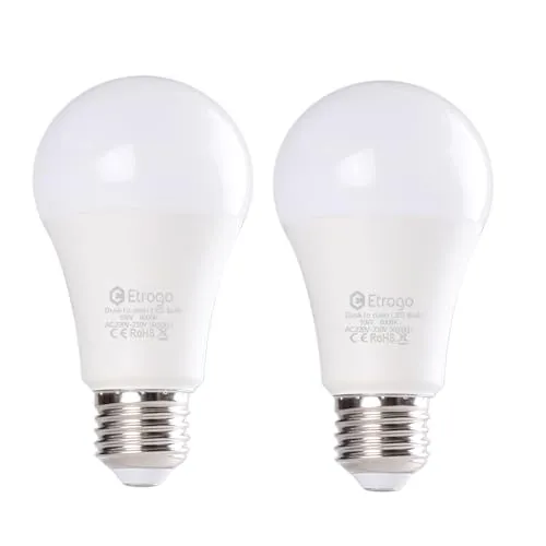 Etrogo Leuchtmittel mit Dämmerungssensor Lichtsensor Lampe LED E27 10W Ersetzt 100Watt Warmweiß 3000k 1000lm 2 Stück