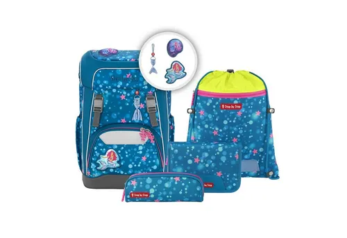 Step by Step Schulranzen-Set Giant Mermaid Lola - 5-teilig, ergonomischer Tornister in blau-pink, leicht und höhenverstellbar mit Reflektoren für optimale Sichtbarkeit