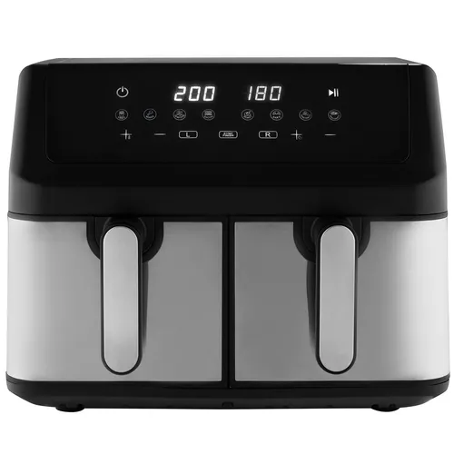 ProfiCook® Heißluftfritteuse 2 Kammern | 9L Airfryer mit Zeitgleich-fertig-System - Heißluftfritteusen mit 9L Kapazität und Doppelkammer-Technologie für fettfreies Frittieren und punktgenaues Zubereiten verschiedener Gerichte gleichzeitig.