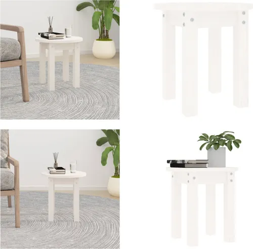vidaXL Couchtisch Weiß Ø 35x35 cm aus Kiefernholz – Eleganter Beistelltisch