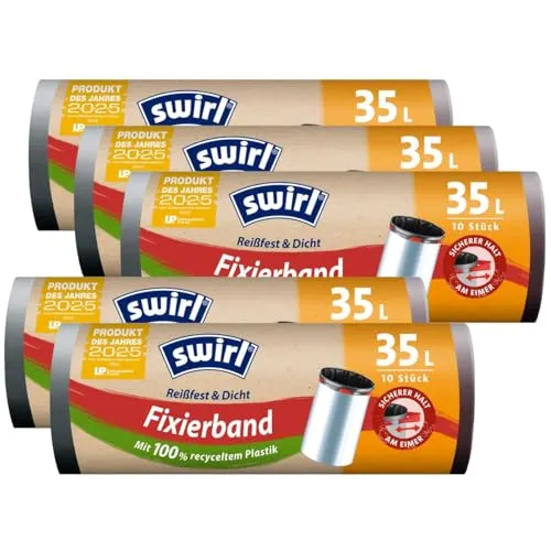 5x Swirl Fixierband Müllbeutel 35L (10 stk./Rolle) von Swirl