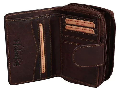 Geldbörse FFelsenfest Vintage Damen espresso aus echtem Leder im Vintage Look