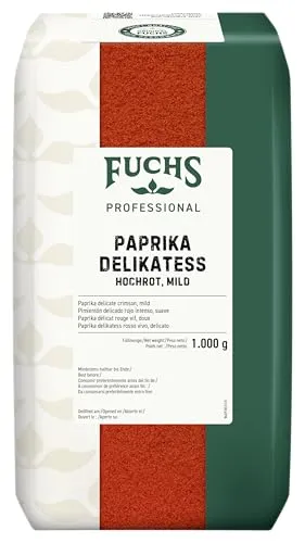 Fuchs Professional - Paprika Delikatess hochrot schärfefrei | Schonend vermahlen, mildes Gewürz | Profi-Qualität für Großverbraucher und Gastronomie | 1 kg im recyclebaren Beutel