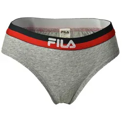FILA Damen String - Regular Waist, Logo-Bund, Cotton Stretch, einfarbig, XS-XL Grau S