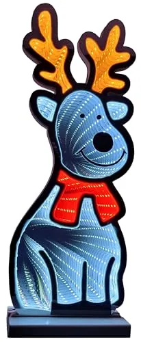Brandsseller Weihnachtsbeleuchtung mit Infinity-Effekt 16x7x40 cm - LED Dekofigur aus Kunststoff, Timer 6/18h, 3m Kabel, moderne Weihnachtsdeko für Innen - Elch