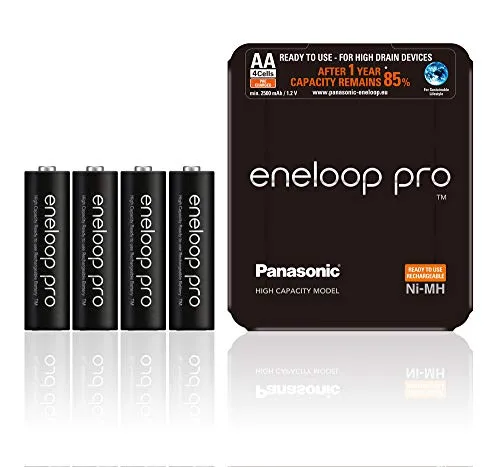 Panasonic eneloop pro AA Mignon Akkus, 4er Pack - Wiederaufladbare Ni-MH Akkus mit min. 2500 mAh, ideal für Geräte mit hohem Energiebedarf. Sofort einsatzbereit und bis zu 500 Mal wiederaufladbar – umweltfreundlich und kostensparend.