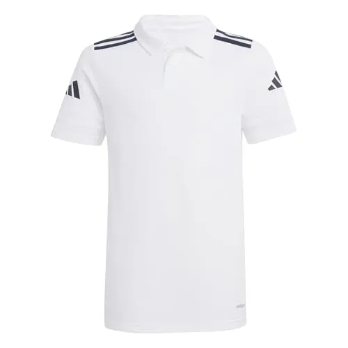 adidas Unisex Kinder SQUADRA25 Cotton Polo Kids, White/Black - Bequemes Sportshirt für Kinder, aus 65 % recyceltem Polyester und 35 % Baumwolle, ideal für aktive Outdoor-Aktivitäten.