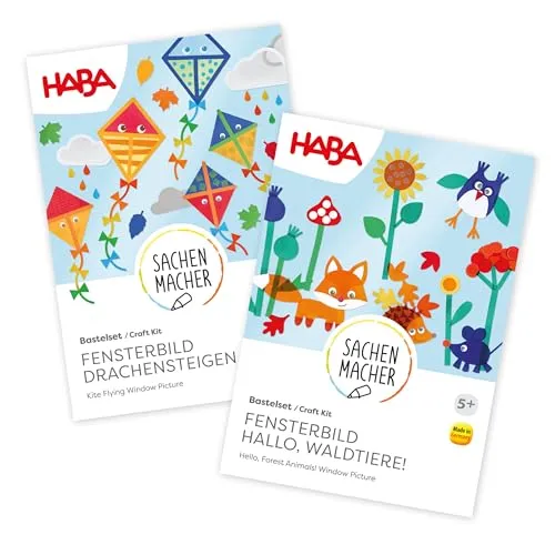 HABA Sachenmacher Bastelset Herbst für Kinder – Kreative Fensterdeko mit Waldbewohnern - Bastelset für Kinder ab 5 Jahren, fördert Kreativität und Feinmotorik mit vorgestanzten Elementen für wunderschöne Fensterbilder.
