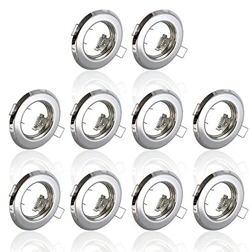 max K O M F O R T 10x Einbaustrahler IP20 mit GU10 Fassung RUND chrom Einbauspot Einbauleuchte Rahmen Rostfrei Deckenspot Strahler Spot 803