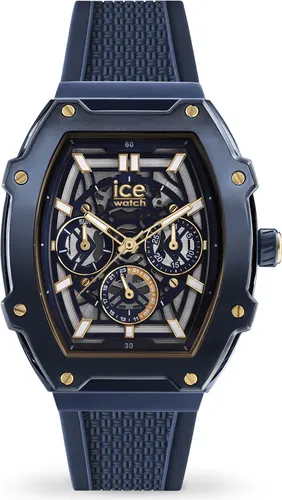 ICE-WATCH - Ice boliday Gold Blue SKEL Steel - Blaue Herrenuhr - Armbanduhren für Herren mit robustem Stahlgehäuse und elegantem Skelett-Display, ideal für stilvolle Auftritte und den täglichen Gebrauch.
