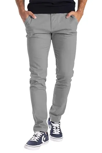 BlauerHafen Herren Chino Hose Casual Chinohose Baumwolle Freizeithose Arbeitshose Stretch Outdoorhose Pants Trousers Essentials Herren Legere Stretch-Chinohose in sportlicher (34W / 34L, Hellgrau)