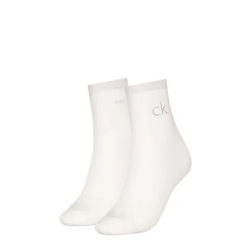 Ck Women Short Sock 2P Shiny Logo in weiß von Calvin Klein