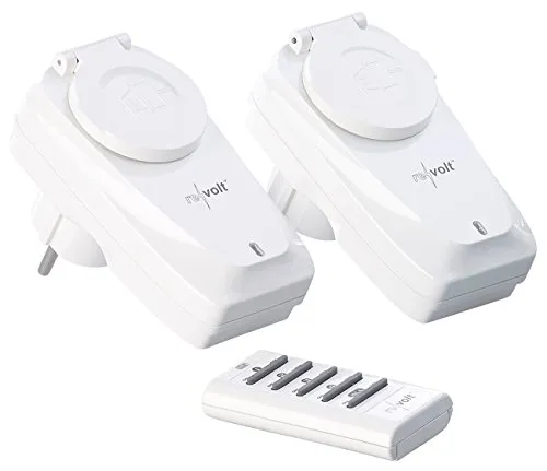 revolt fernsteuerbare Steckdose: 2er-Set Outdoor-Funksteckdosen mit Fernbedienung, IP44, bis 3.680 Watt (Steckdose mit Funk-Schalter, Zwischenstecker für, Deckel)