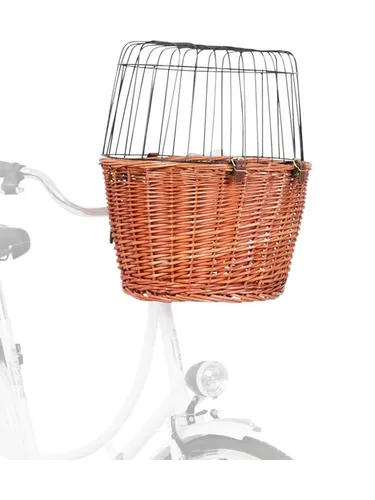 Front bicycle basket 44 × 48 × 33 cm - Praktischer Lenkerkorb aus Weide - Fahrradtaschen, ideal für den Einkauf oder den Transport von persönlichen Gegenständen, mit robustem Drahtgeflecht und kunststoffbeschichteter Oberfläche.