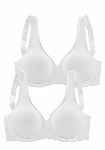 Minimizer-BH PETITE FLEUR, Damen, Gr. 105, Cup E, weiß (2xweiß) - Funktionsunterwäsche mit nahtlosen Cups, die den Busen optisch verkleinern. Bequem aus 95% Baumwolle und 5% Elasthan, ideal für den Alltag.